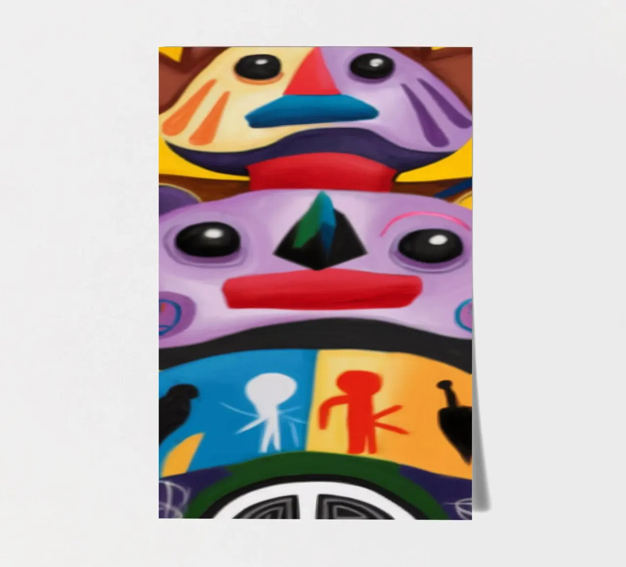 Enigmatic Totem Faces sticker sheet by Monarco Virtuoso