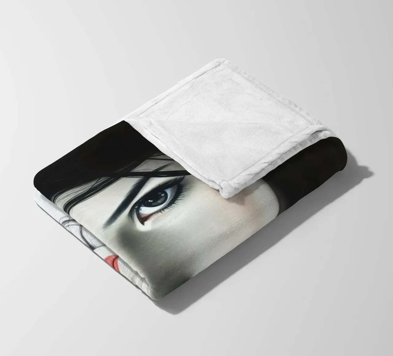 Captivating portrait of a young woman with striking features fleece blanket by DesignDoodle