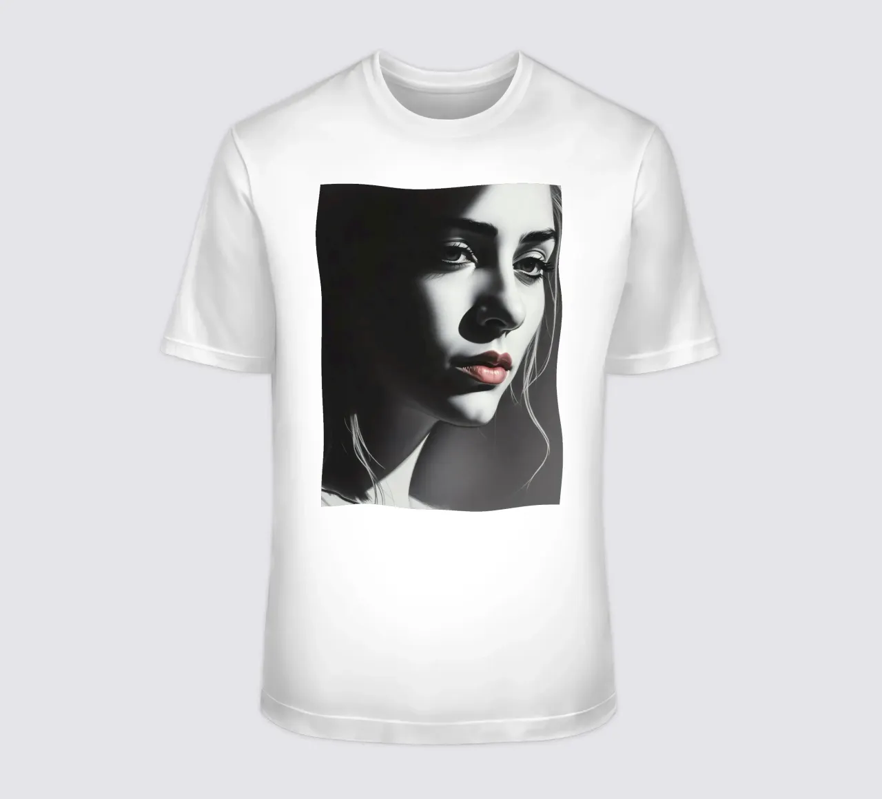 Ritratto di una giovane donna con luci soffuse t-shirt da DesignDoodle