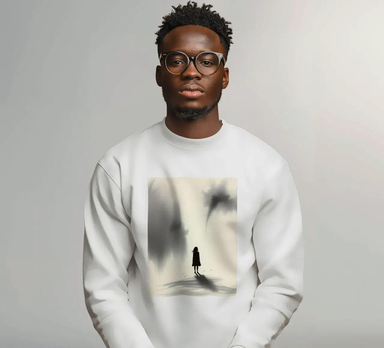 sagoma di una ragazza in piedi tra ombre vorticose felpa da DesignDoodle