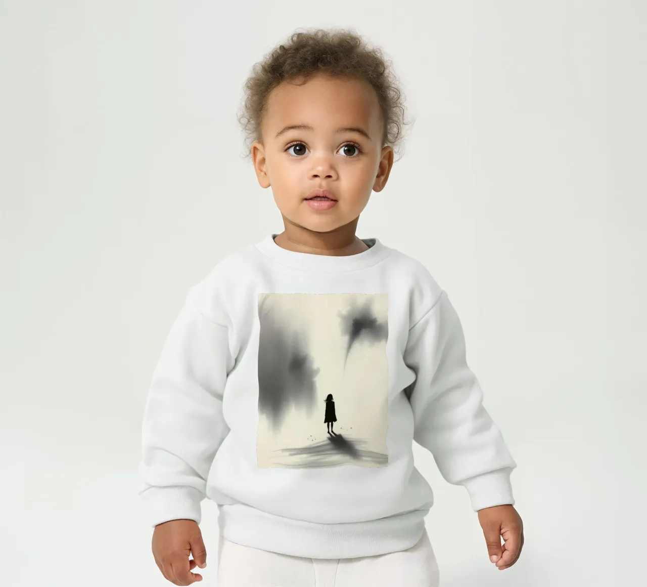 sagoma di una ragazza in piedi tra ombre vorticose felpa neonato da DesignDoodle