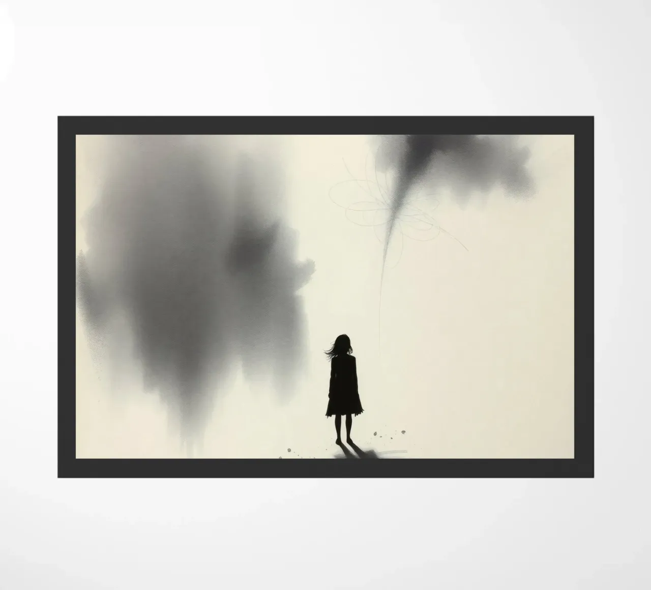 sagoma di una ragazza in piedi tra ombre vorticose zerbino da DesignDoodle