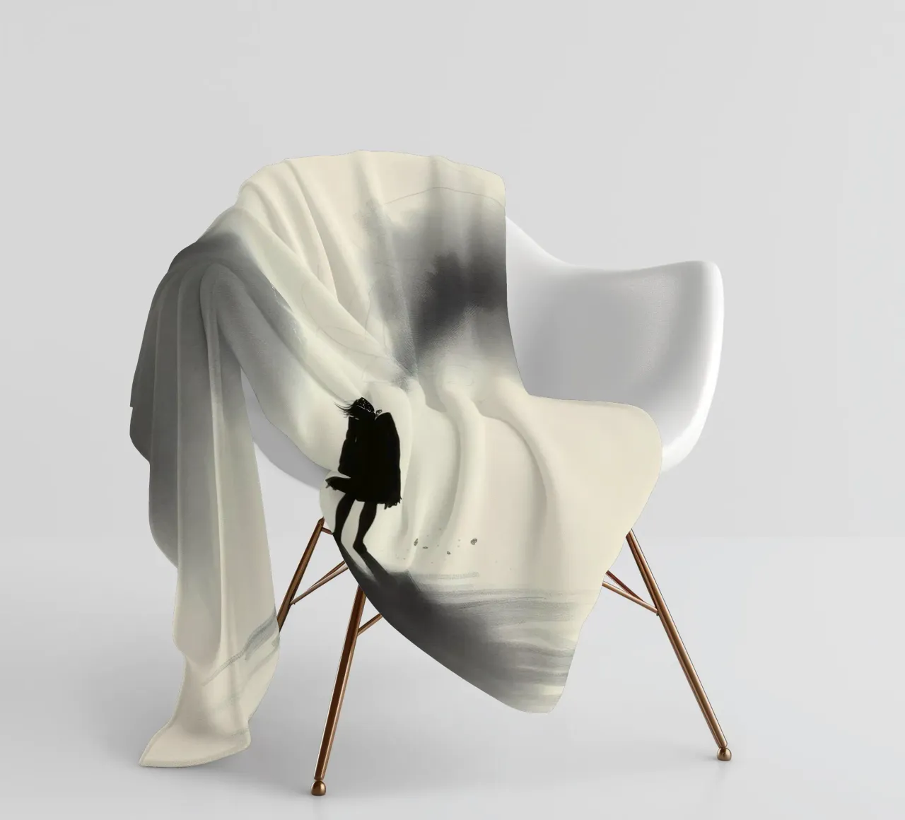 sagoma di una ragazza in piedi tra ombre vorticose coperta in pile da DesignDoodle
