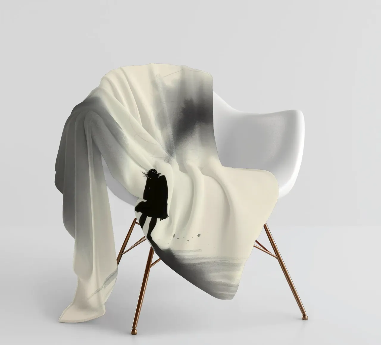 sagoma di una ragazza in piedi tra ombre vorticose coperta in pile da DesignDoodle