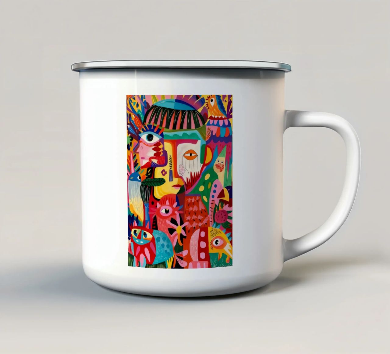 Ritratto surreale a mosaico tazza in smalto da Monarco Virtuoso