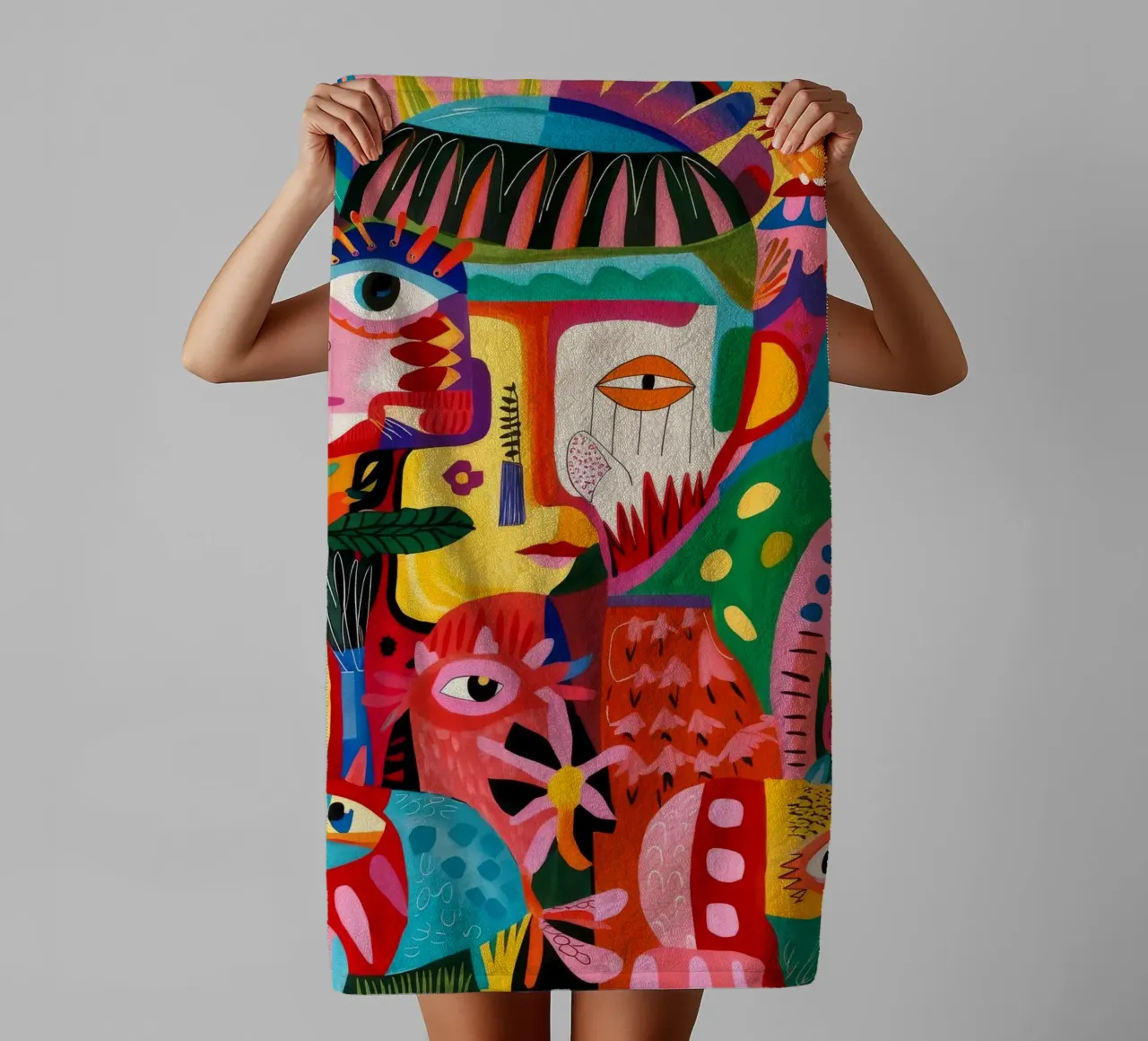 Surreal Portrait Mosaic towel by Monarco Virtuoso
