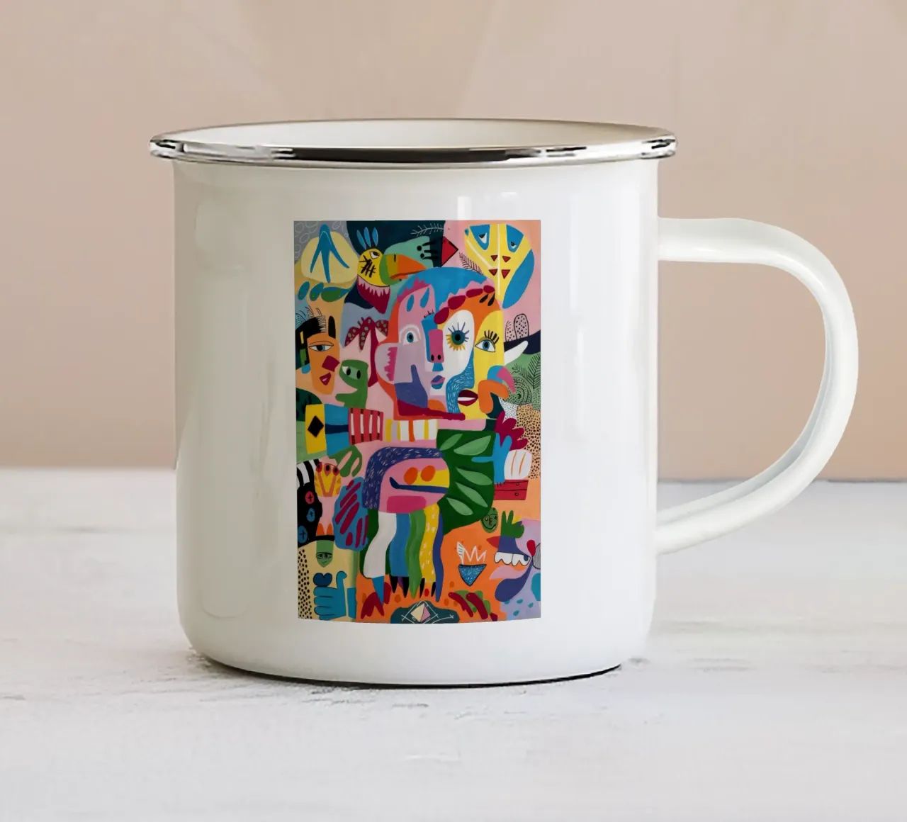 Tableau umano astratto tazza in smalto da Monarco Virtuoso