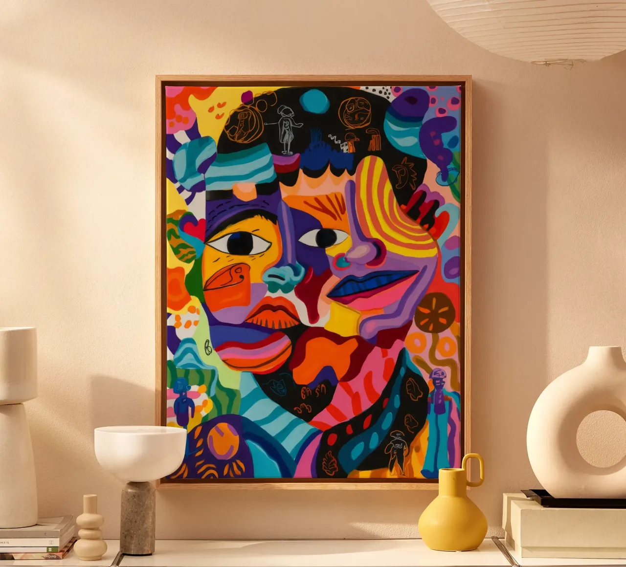 Collage abstract gezicht canvas met Baklijst van Monarco Virtuoso