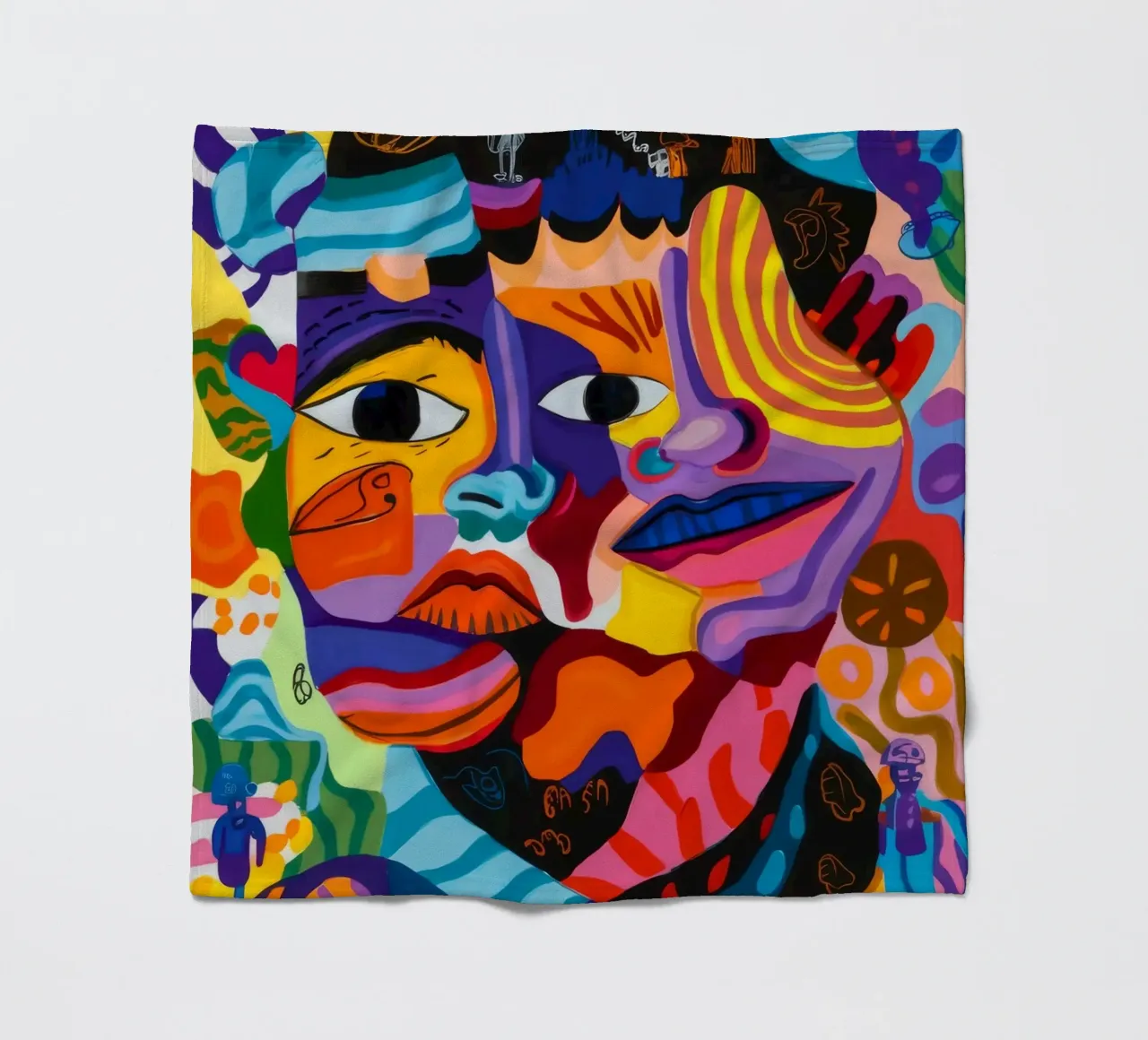 Collage de visage abstrait plaid polaire de Monarco Virtuoso