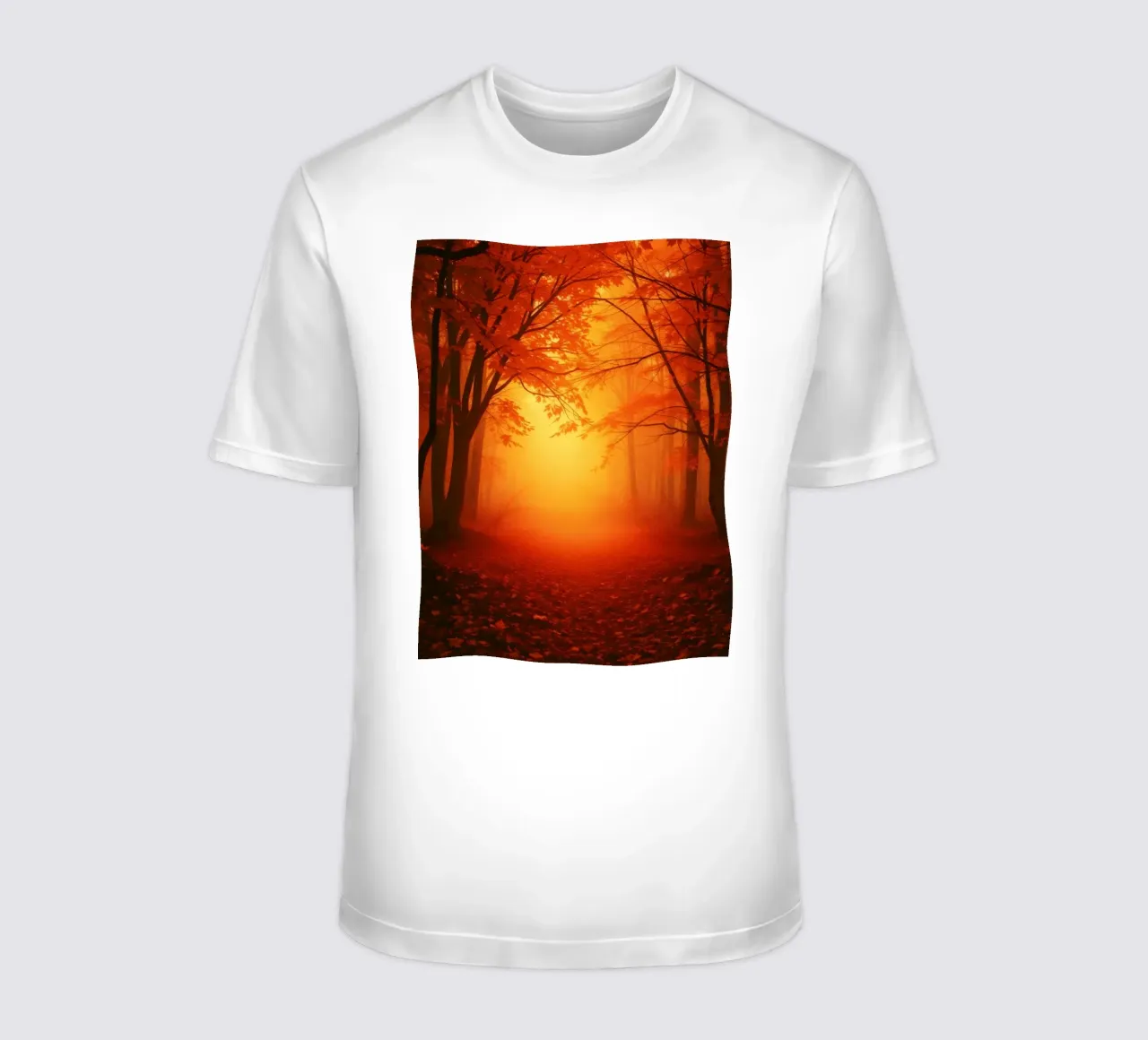 Forêt d'automne baignée d'une lumière dorée t-shirt de DesignDoodle