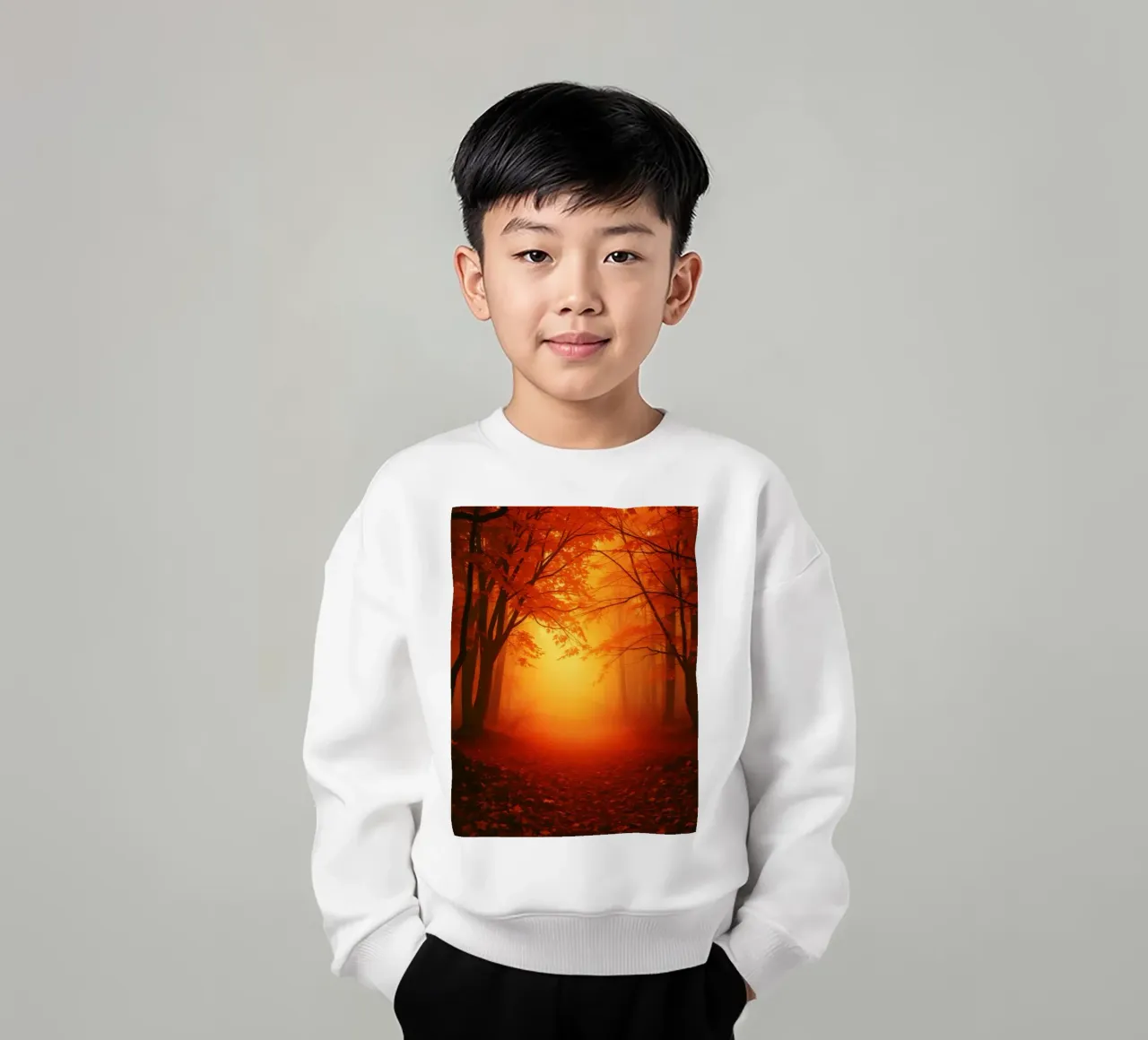 Foresta autunnale immersa nella luce dorata felpa bambino da DesignDoodle