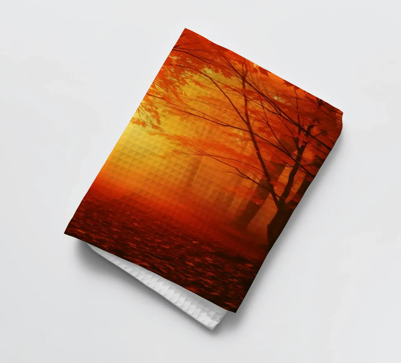 Forêt d'automne baignée d'une lumière dorée torchon de DesignDoodle