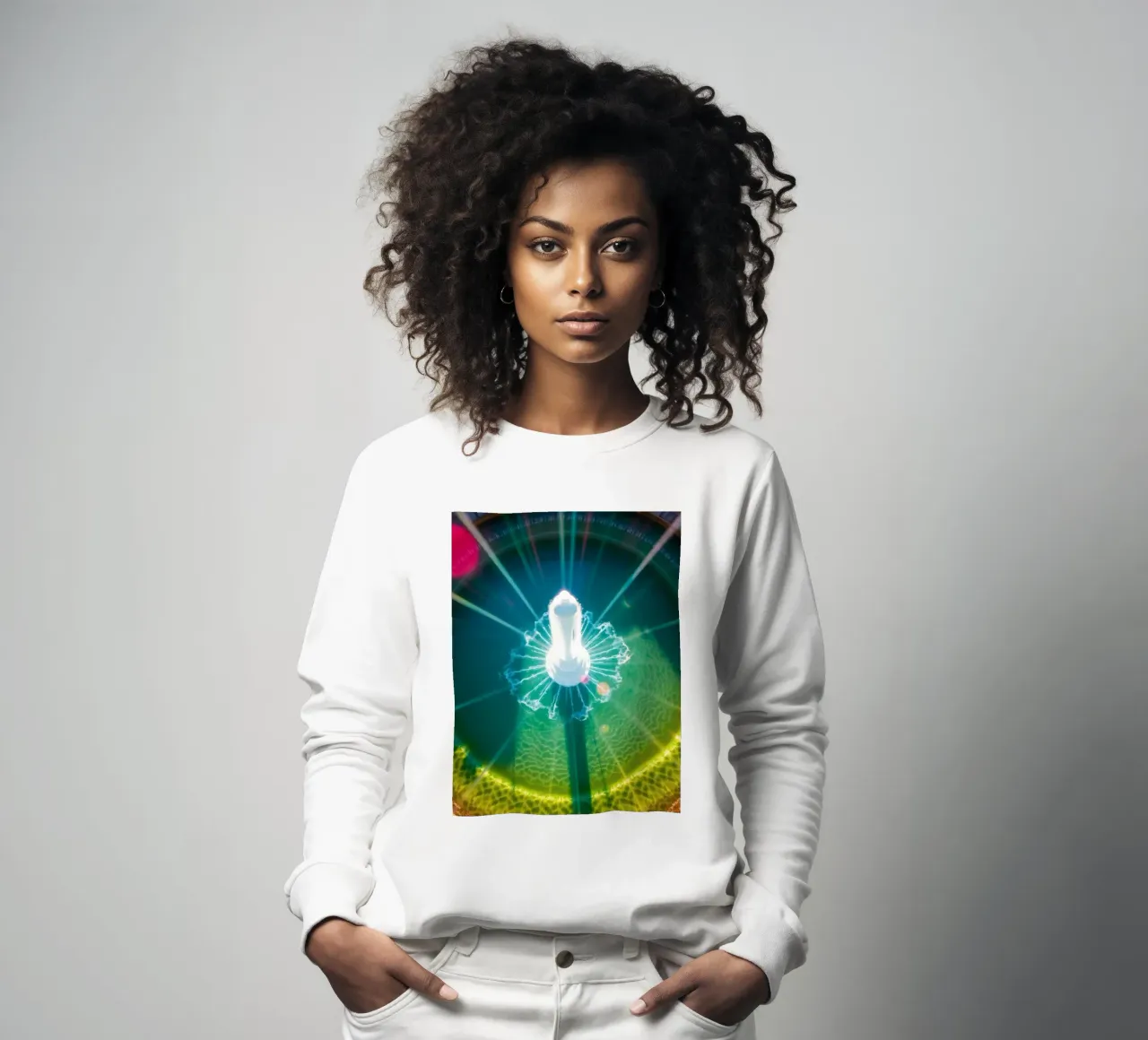 vista aerea di una fontana con riflessi di luce colorati felpa da DesignDoodle