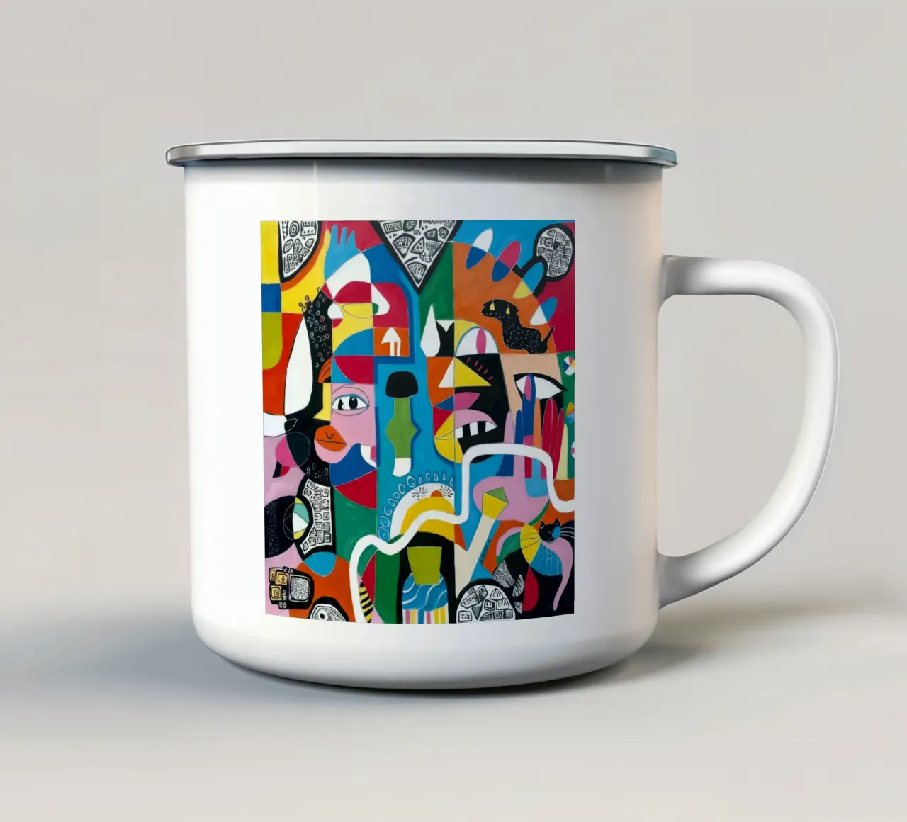 Mosaico umano astratto tazza in smalto da Monarco Virtuoso