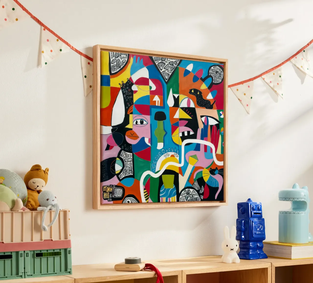 Abstract menselijk mozaïek canvas met Baklijst van Monarco Virtuoso
