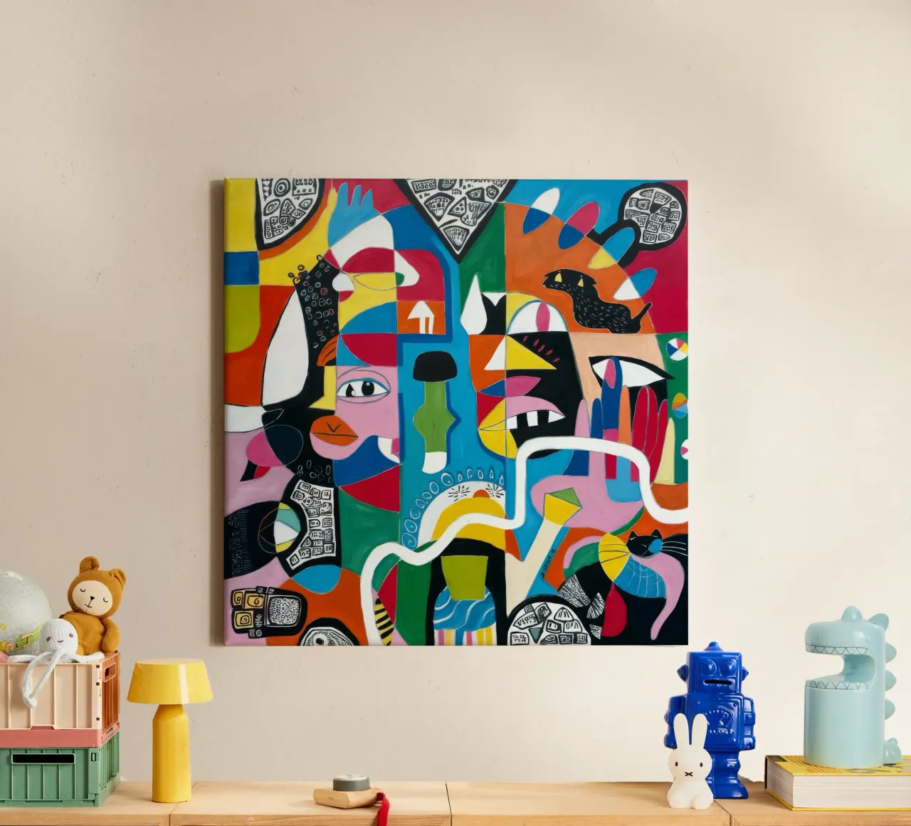 Abstract menselijk mozaïek canvas met Baklijst van Monarco Virtuoso