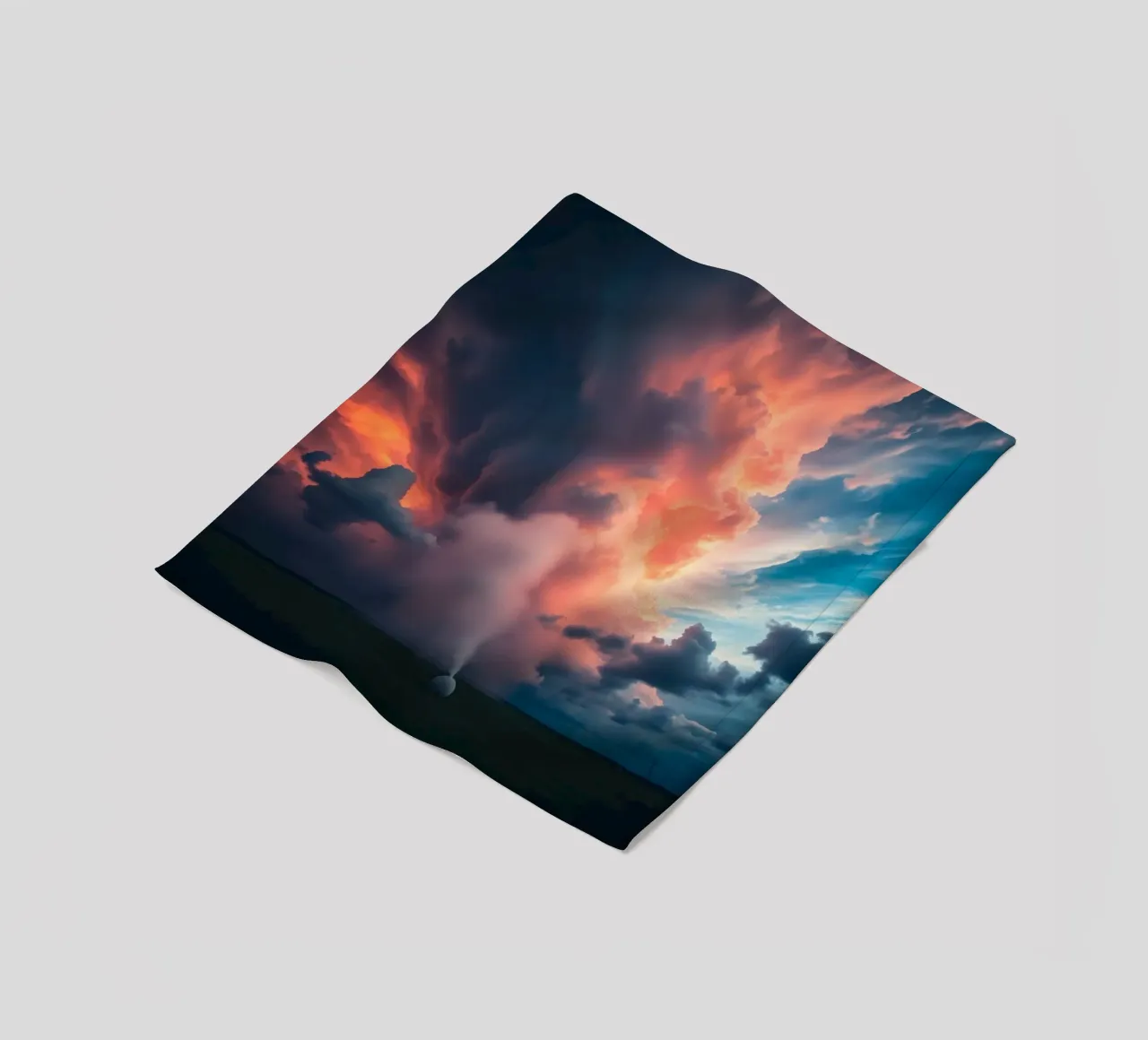 Dramatic storm clouds illuminated by sunset over a field fleece blanket by DesignDoodle