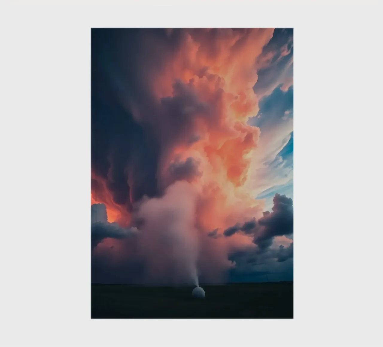 Dramatic storm clouds illuminated by sunset over a field notebook by DesignDoodle