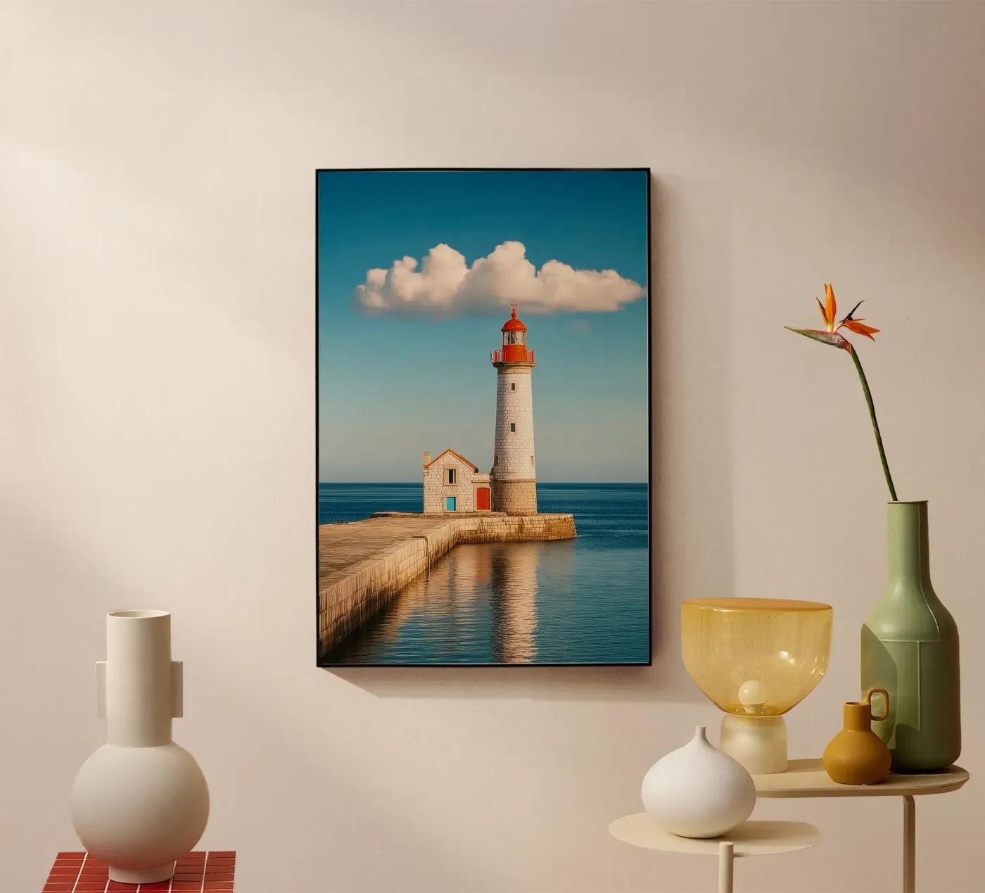 Faro sul mare plexiglass da Indigo Tides Art
