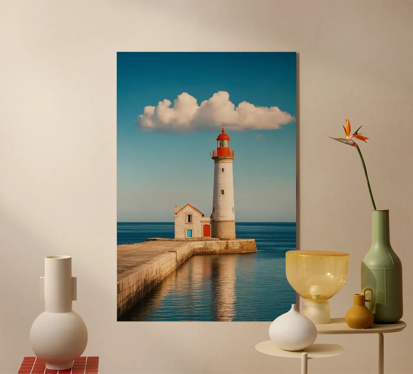 Faro sul mare plexiglass da Indigo Tides Art