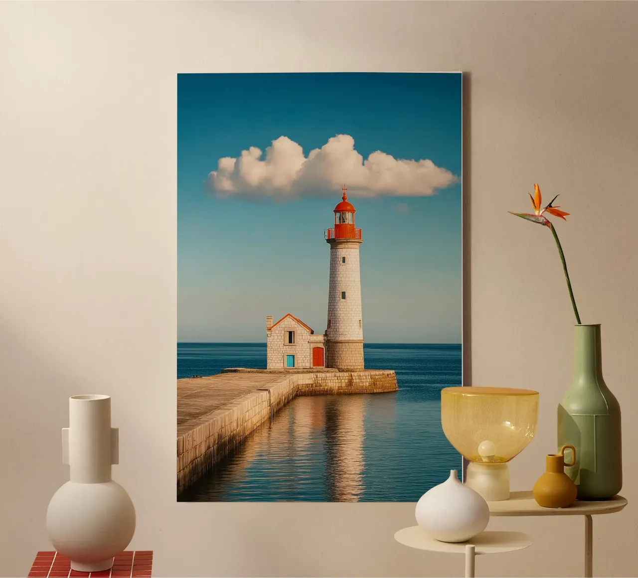 Lighthouse by the Sea canvas by Indigo Tides Art
