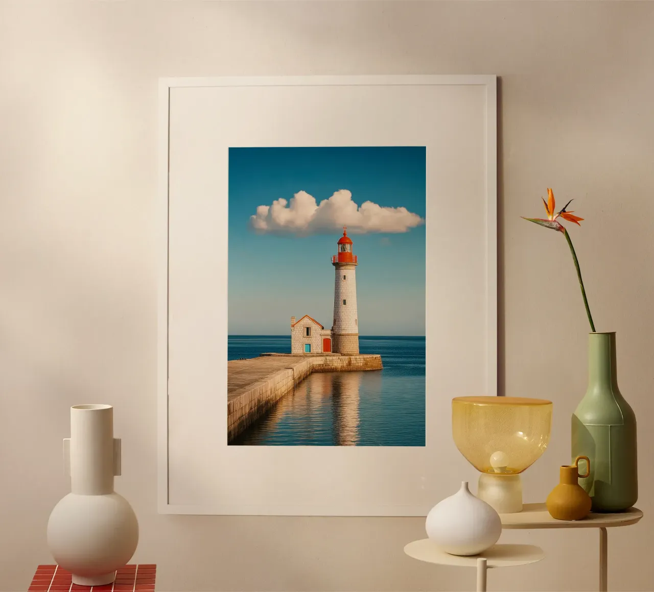 Faro sul mare carta hahnemühle da Indigo Tides Art