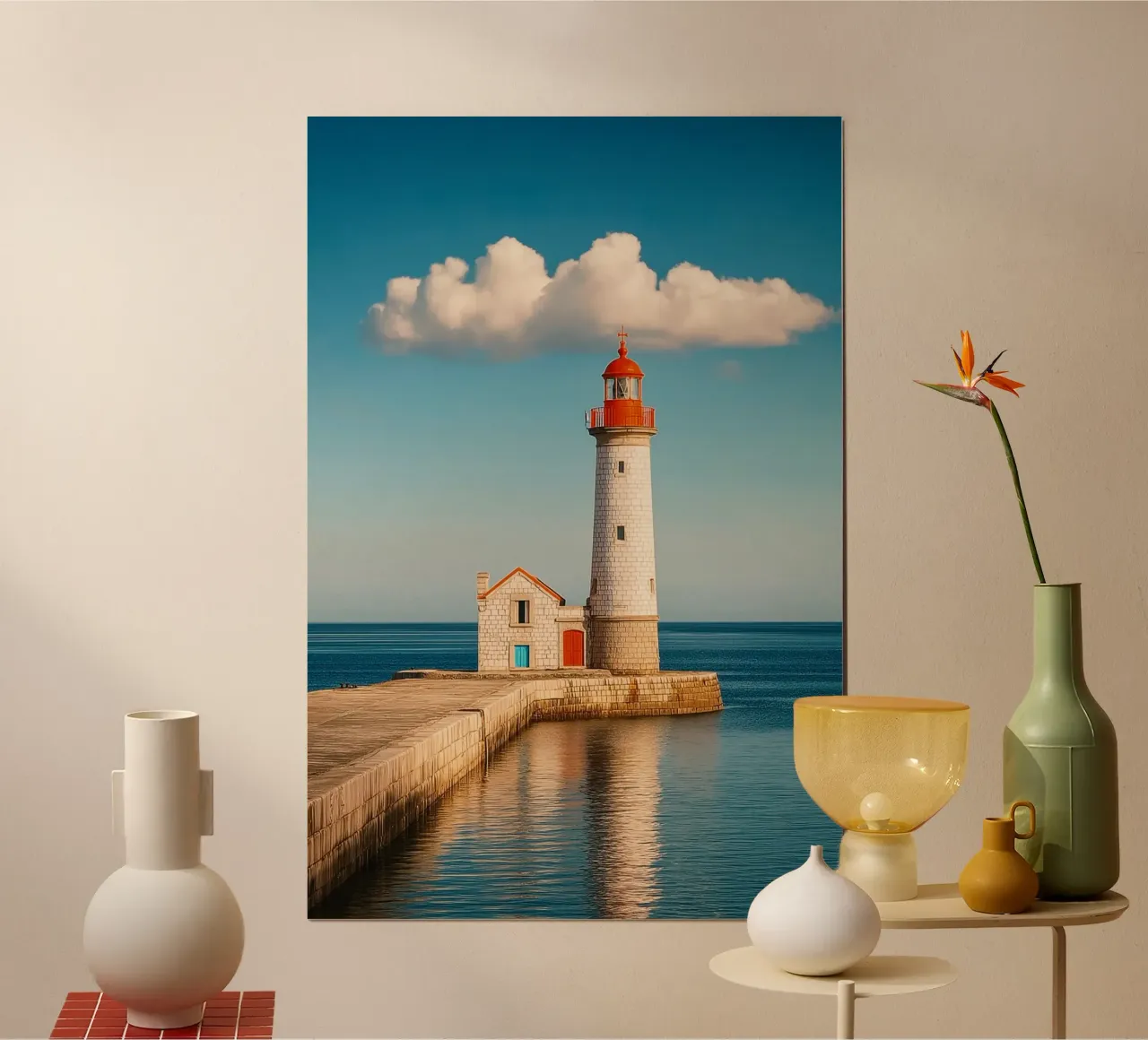Faro sul mare carta hahnemühle da Indigo Tides Art