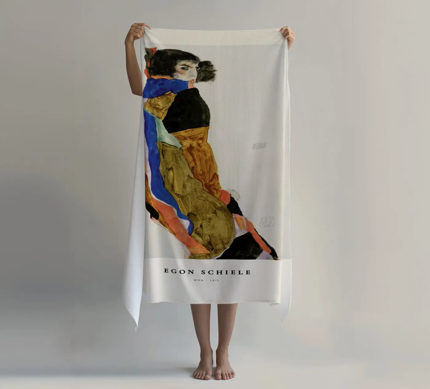 Schiele - Moa strandhanddoek van Vintage by JUNIQE