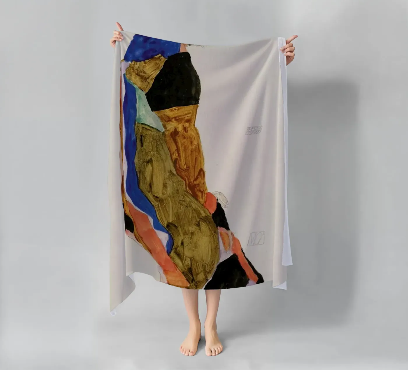 Schiele - Moa strandhanddoek van Vintage by JUNIQE
