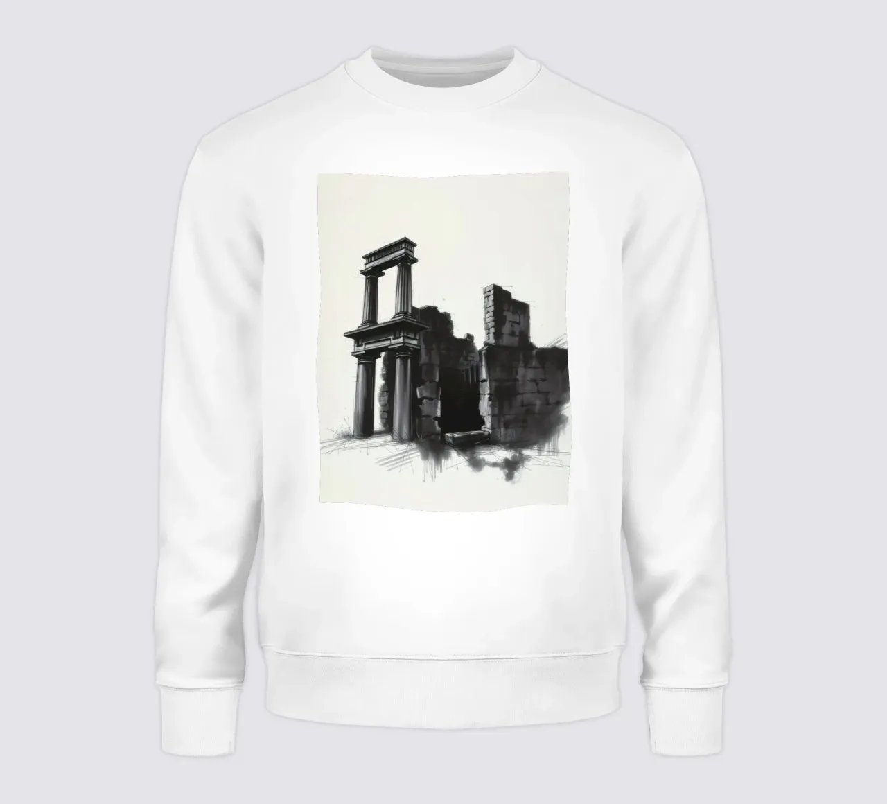 Antike Ruinen mit imposanten Säulen und bröckelnden Mauern Sweatshirt von DesignDoodle