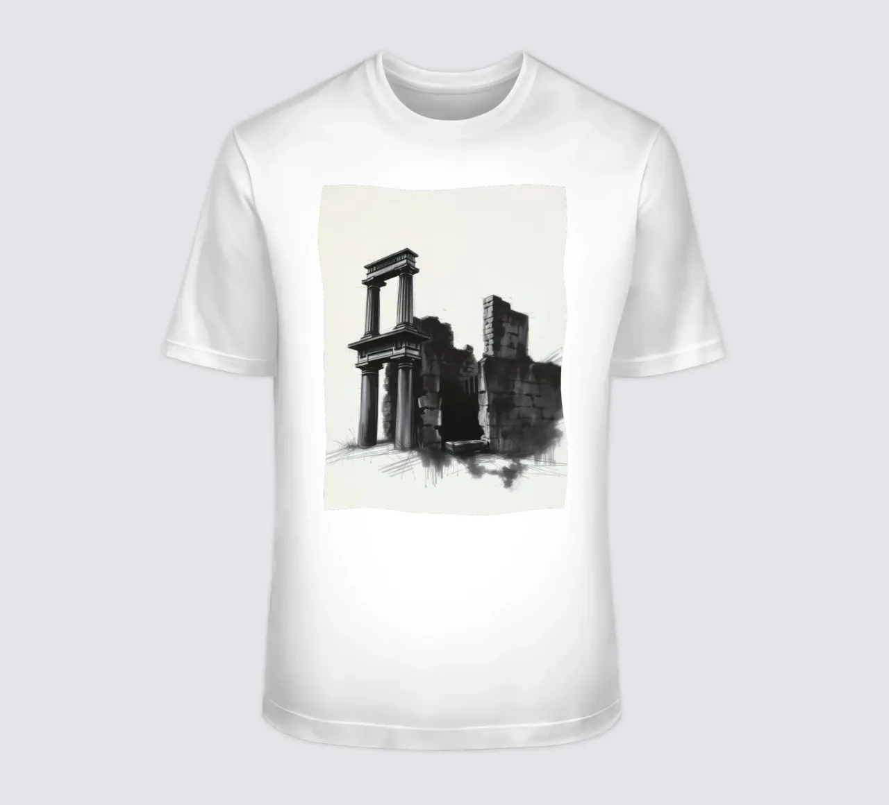 Ancient ruins with imposing columns and crumbling walls t-shirt by DesignDoodle