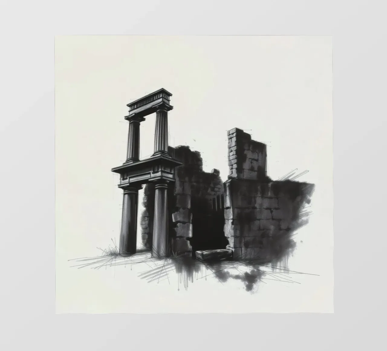 Antiche rovine con imponenti colonne e muri diroccati pellicola backlit da DesignDoodle