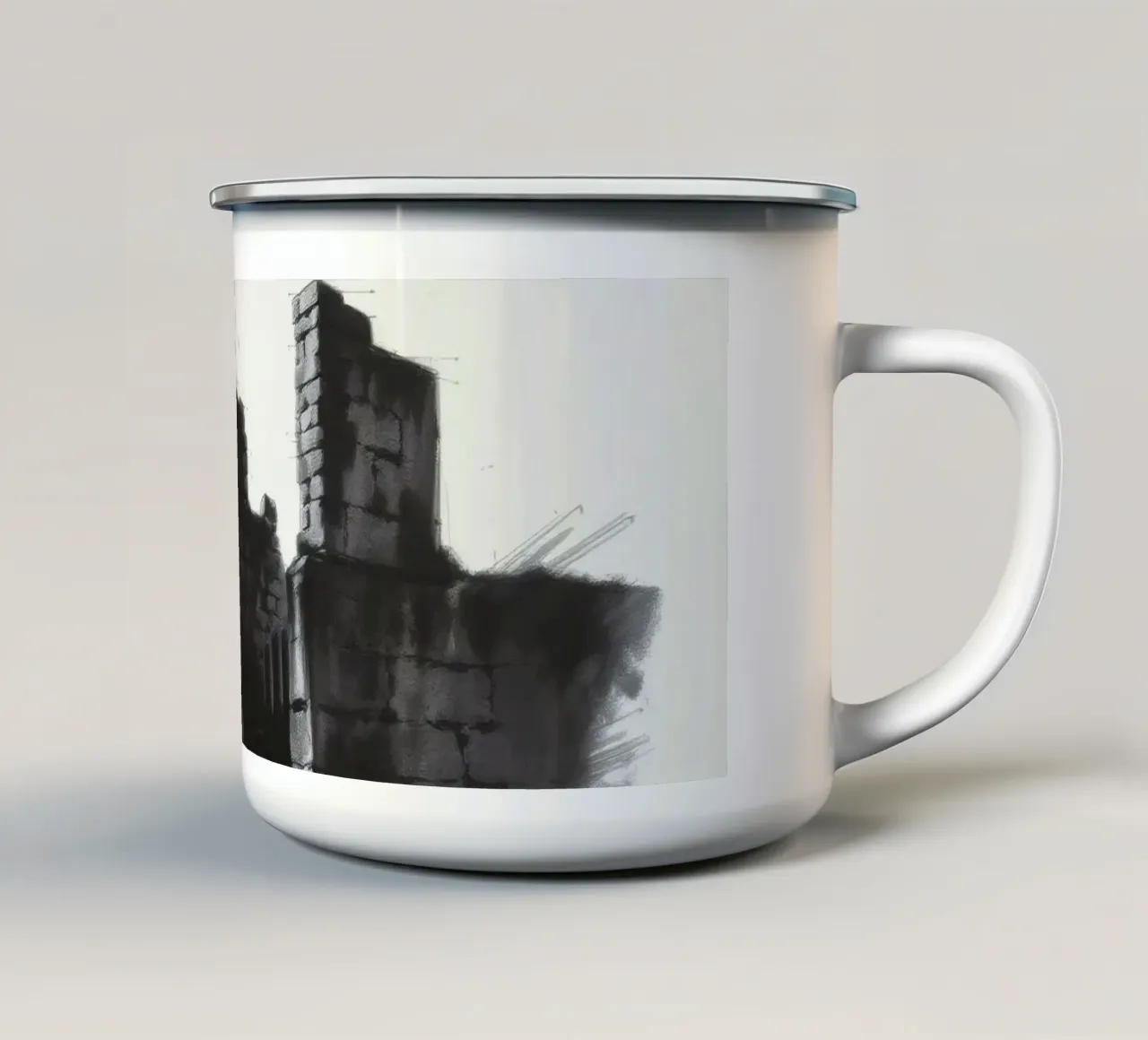Antiche rovine con imponenti colonne e muri diroccati tazza in smalto da DesignDoodle