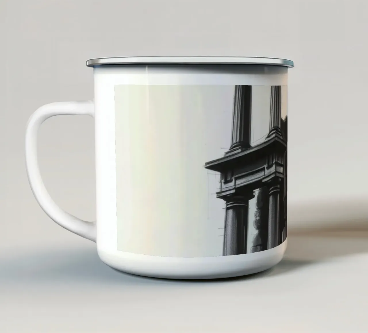 Antiche rovine con imponenti colonne e muri diroccati tazza in smalto da DesignDoodle