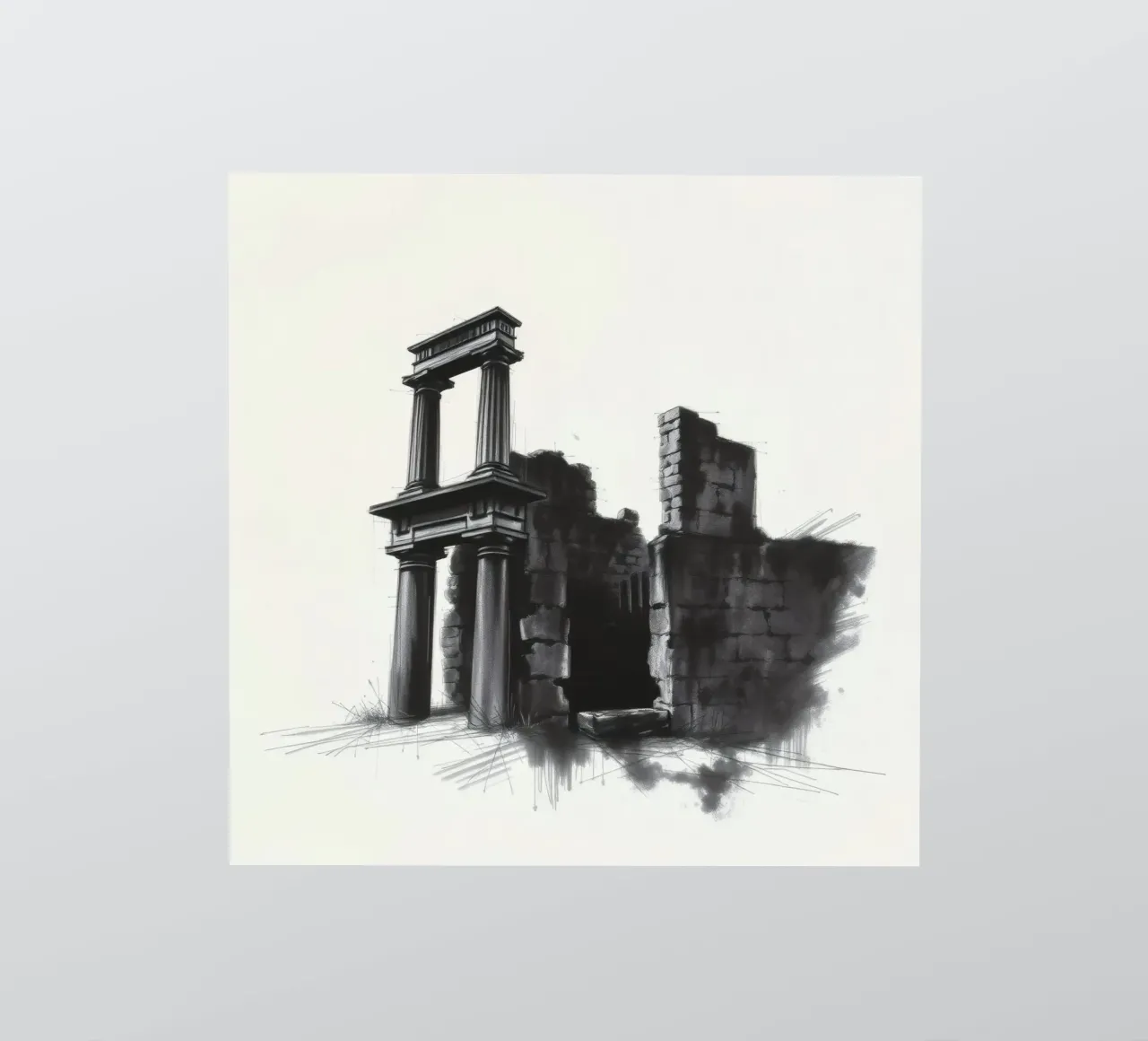 Ancient ruins with imposing columns and crumbling walls sticker by DesignDoodle