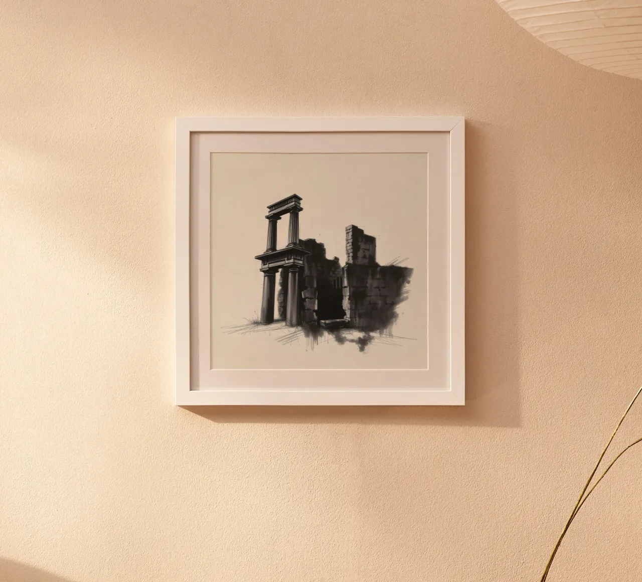 Ancient ruins with imposing columns and crumbling walls hahnemühle by DesignDoodle