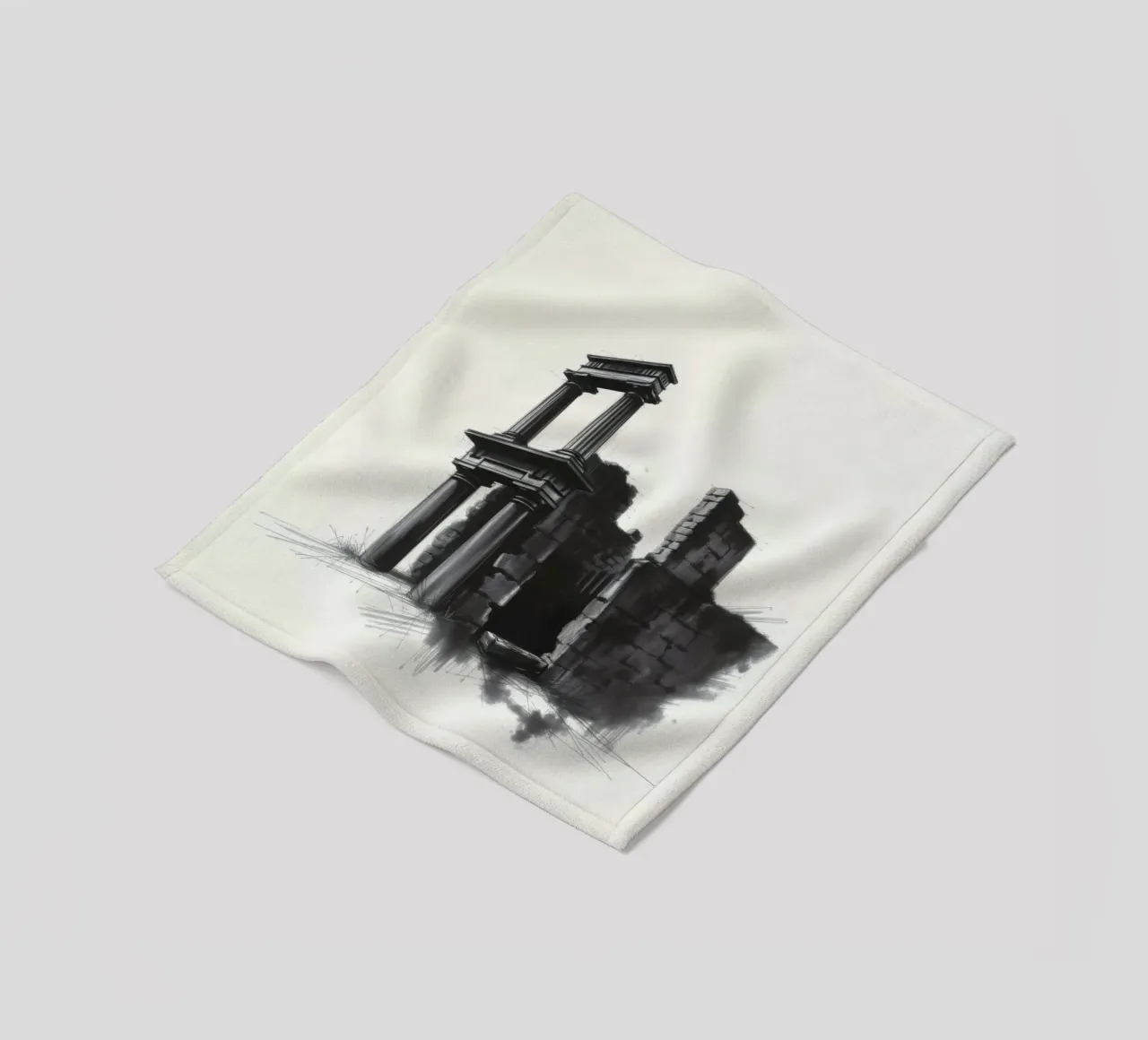 Ancient ruins with imposing columns and crumbling walls fleece blanket by DesignDoodle