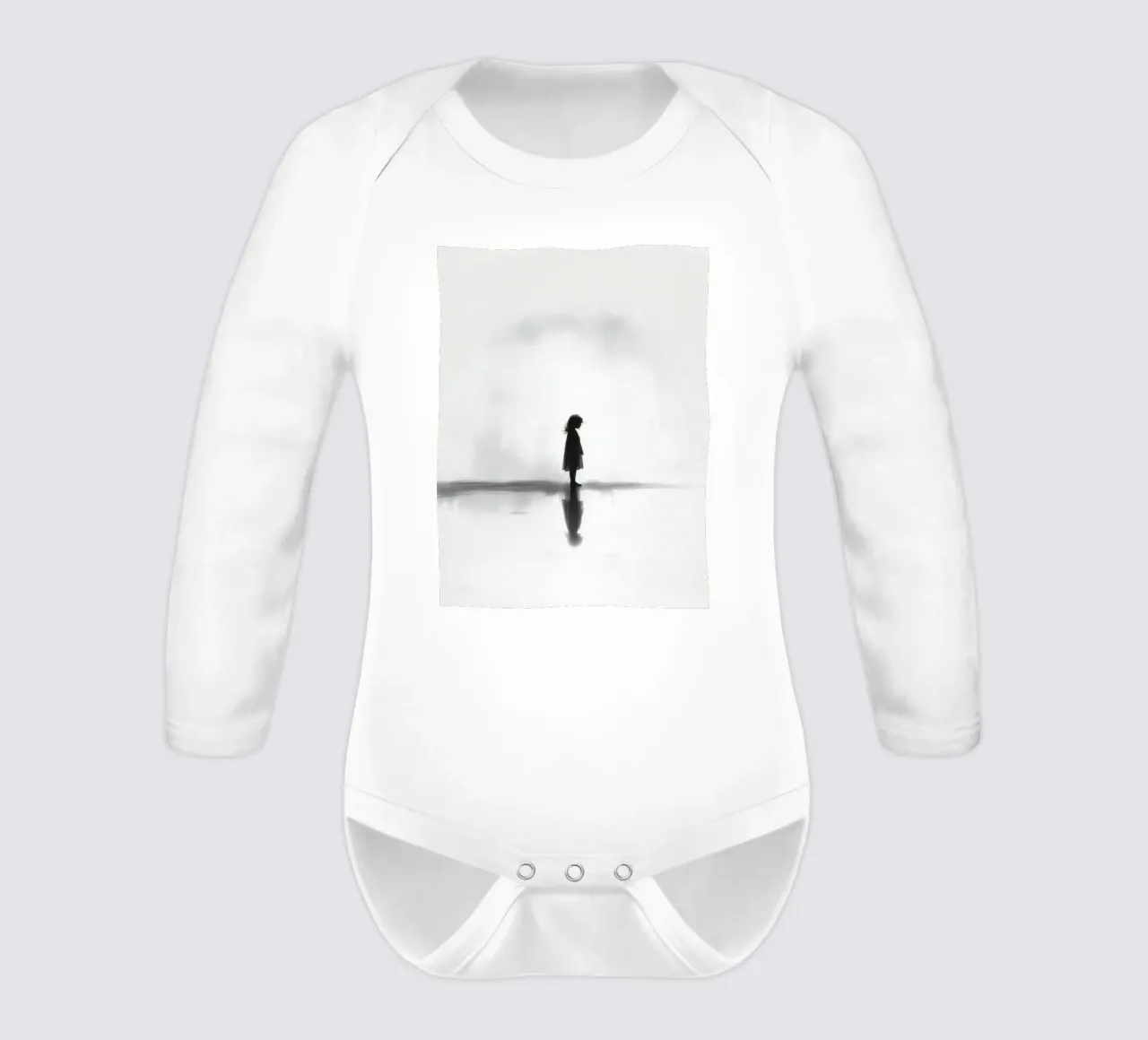 Fille seule en silhouette sur fond de brume body manches longues de DesignDoodle