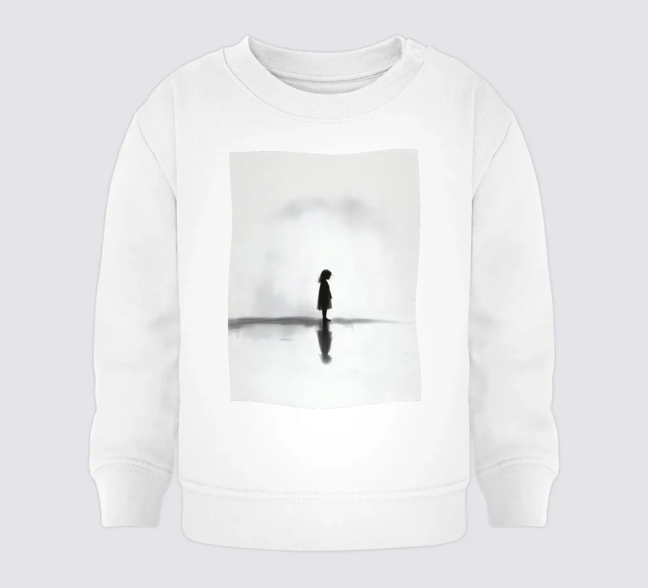 Ragazza in piedi da sola in silhouette su uno sfondo nebbioso felpa neonato da DesignDoodle