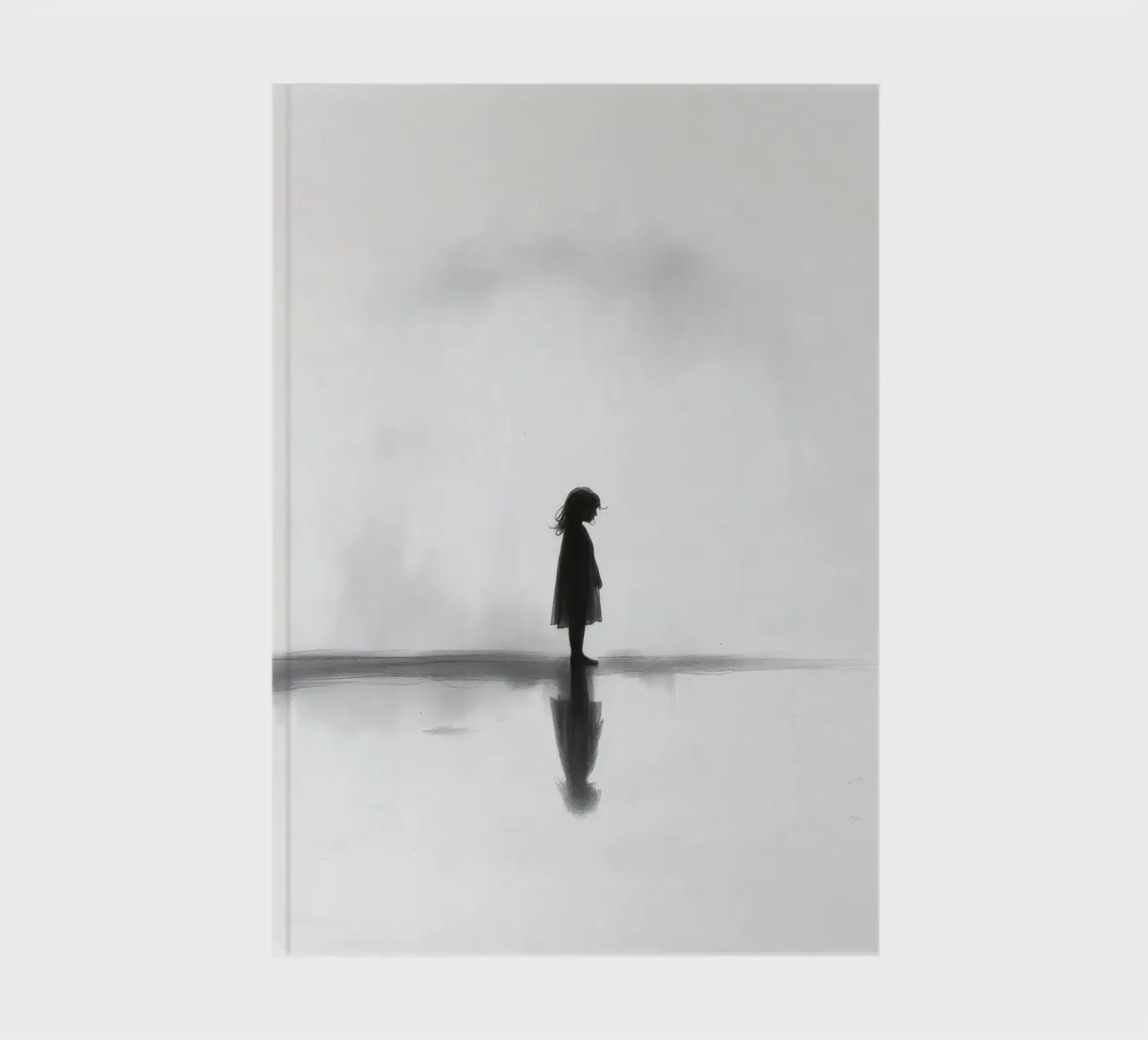 Girl standing alone in silhouette against a misty background notebook by DesignDoodle