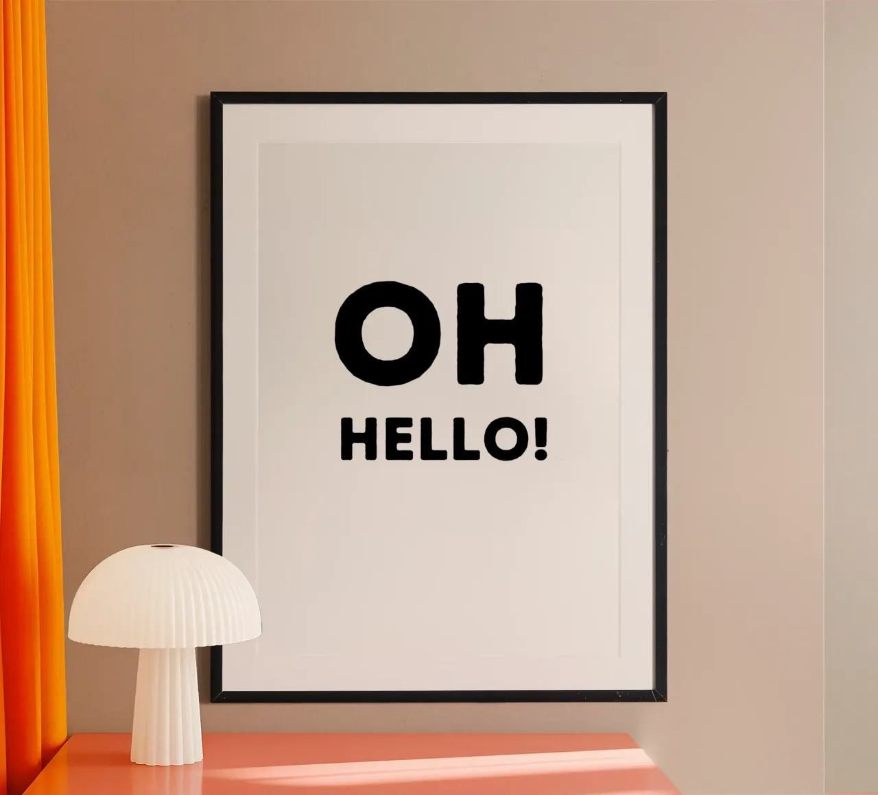 Oh hello :-) - Begrüßung - Flur - Geburt - Wiedersehen poster con telaio in alluminio da keinkonzept