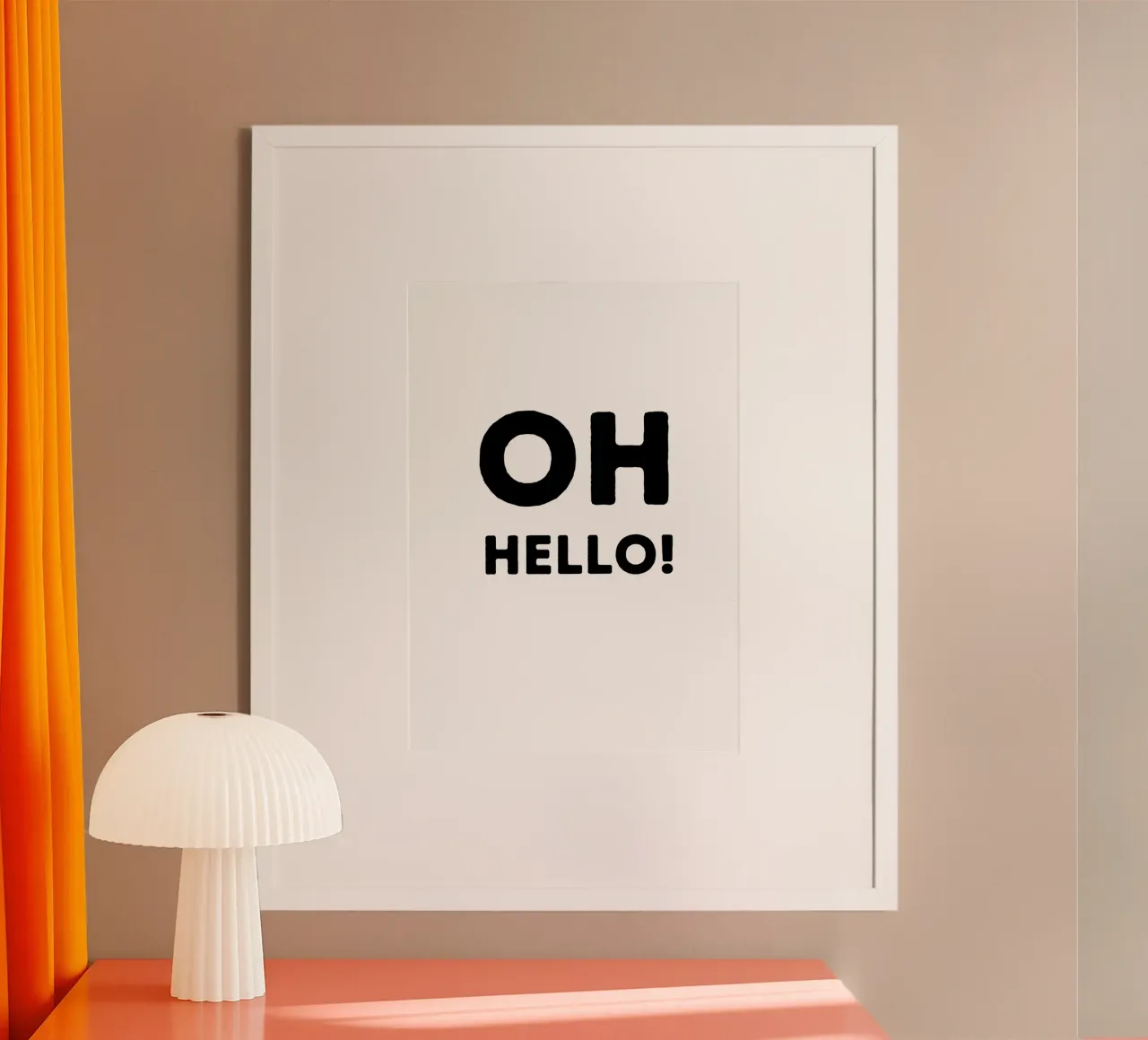 Oh hello :-) - Begrüßung - Flur - Geburt - Wiedersehen poster con telaio in alluminio da keinkonzept