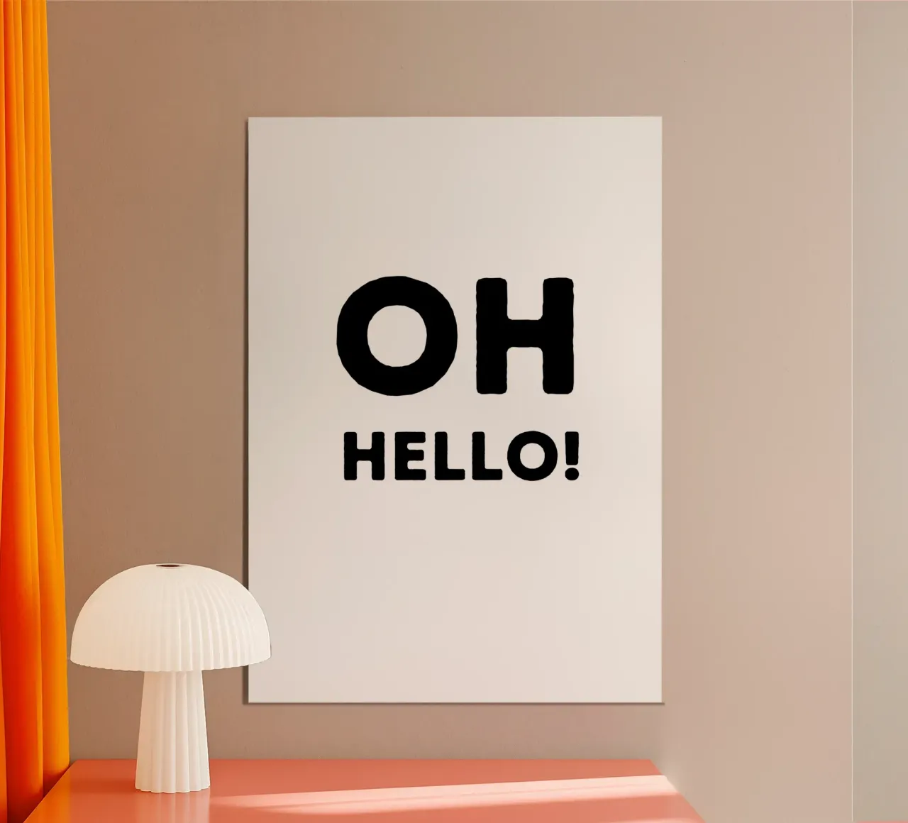 Oh hello :-) - Begrüßung - Flur - Geburt - Wiedersehen poster con telaio in alluminio da keinkonzept