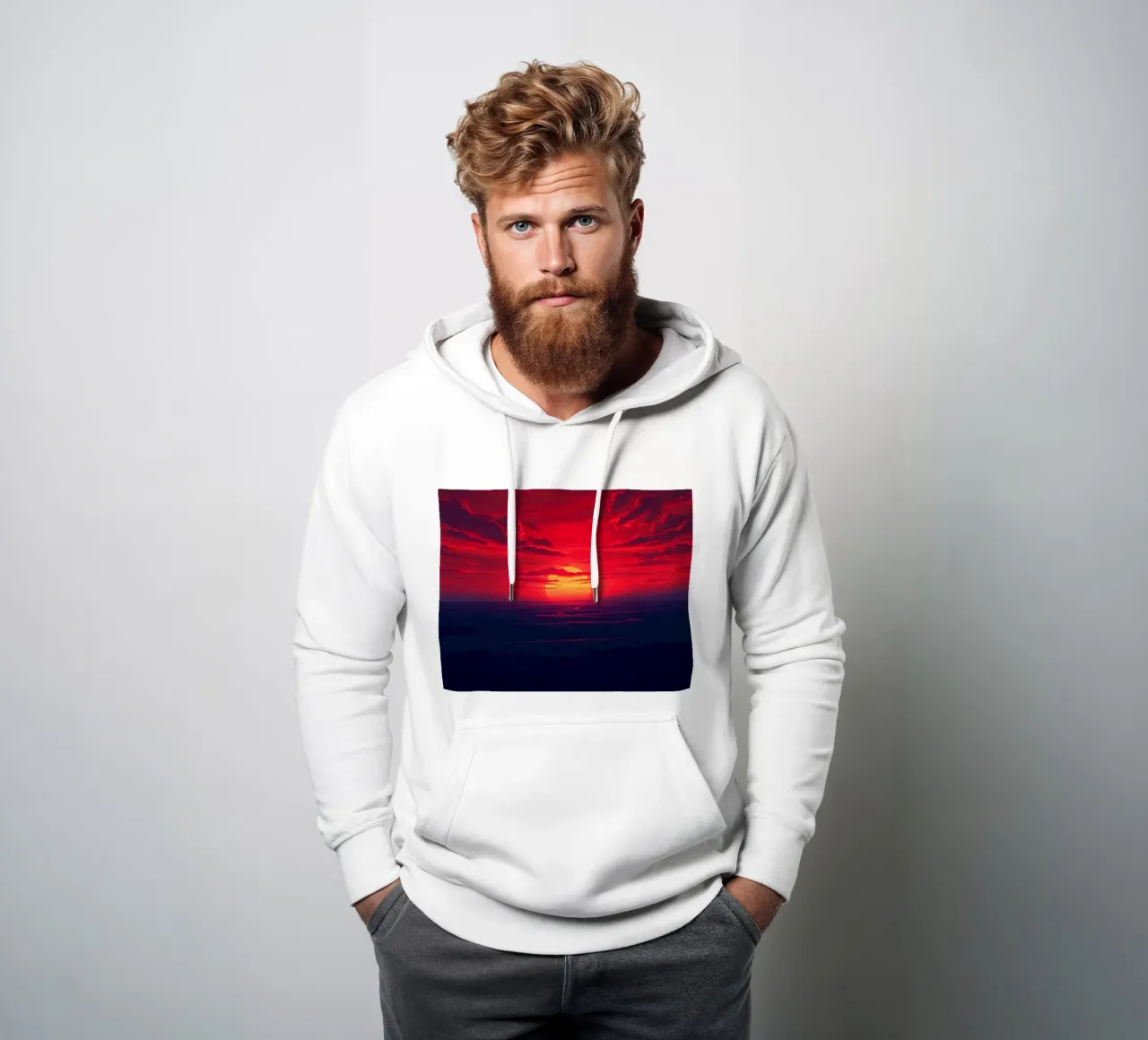 Tramonto vibrante sull'oceano con nuvole drammatiche felpa con cappuccio da DesignDoodle