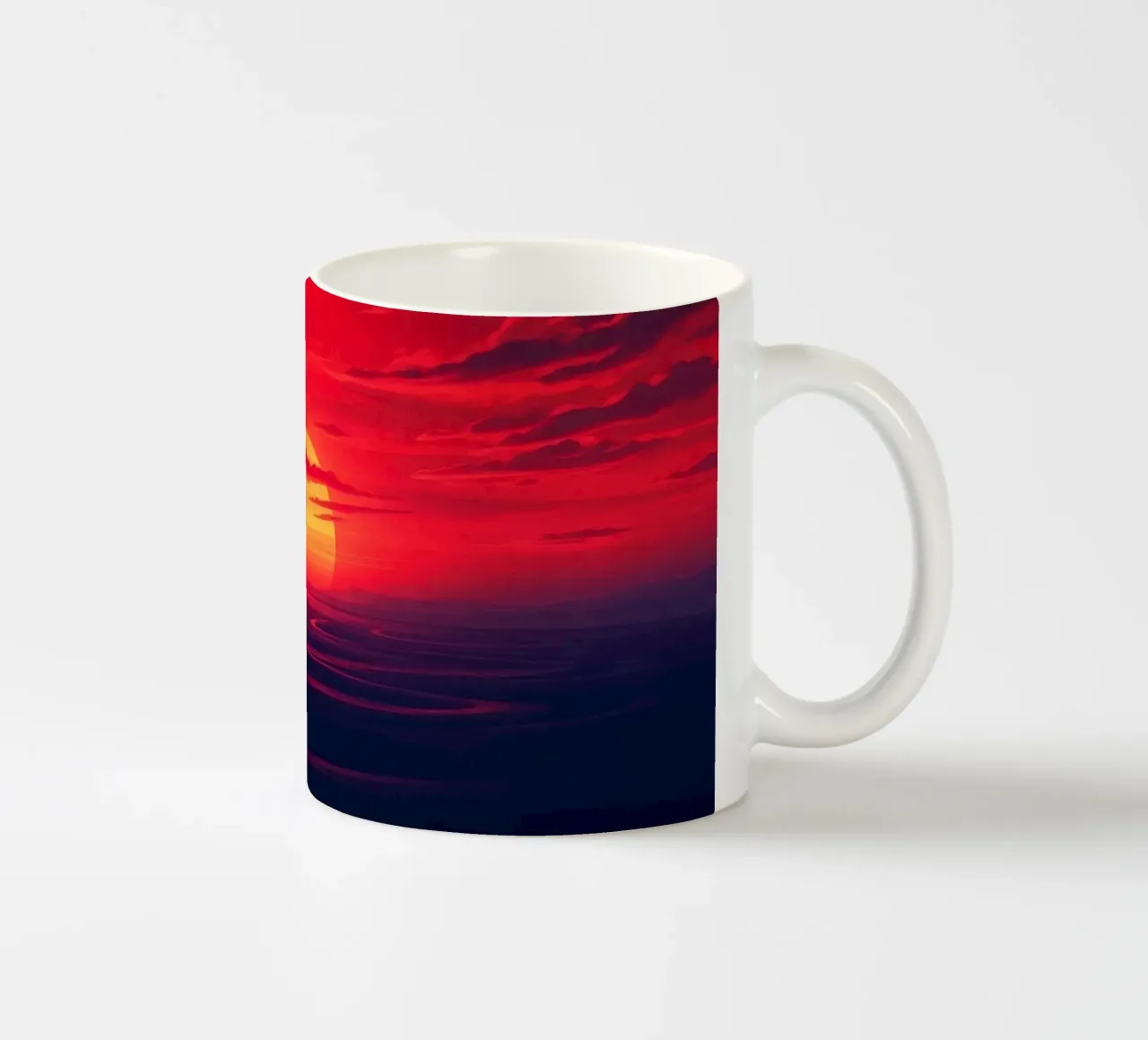 Tramonto vibrante sull'oceano con nuvole drammatiche tazza in ceramica da DesignDoodle