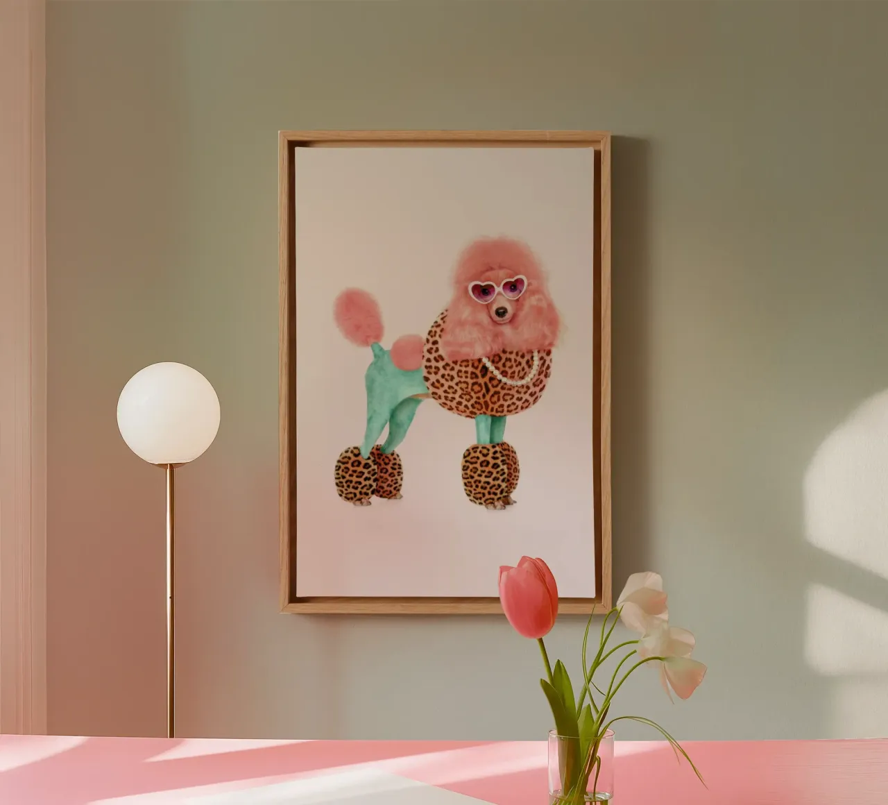 Funky Poodle tela con Cornice a cassetta da Paul Fuentes Design