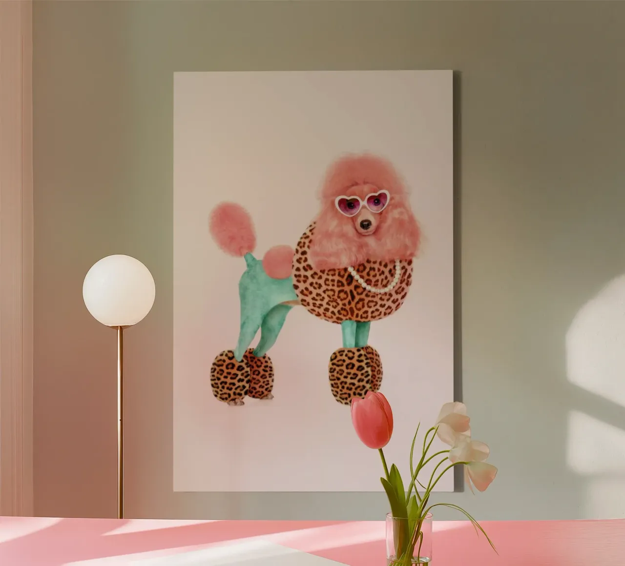 Funky Poodle tela con Cornice a cassetta da Paul Fuentes Design