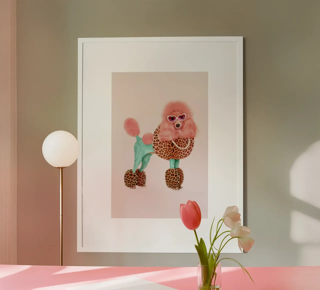 Funky Poodle poster con telaio in alluminio da Paul Fuentes Design