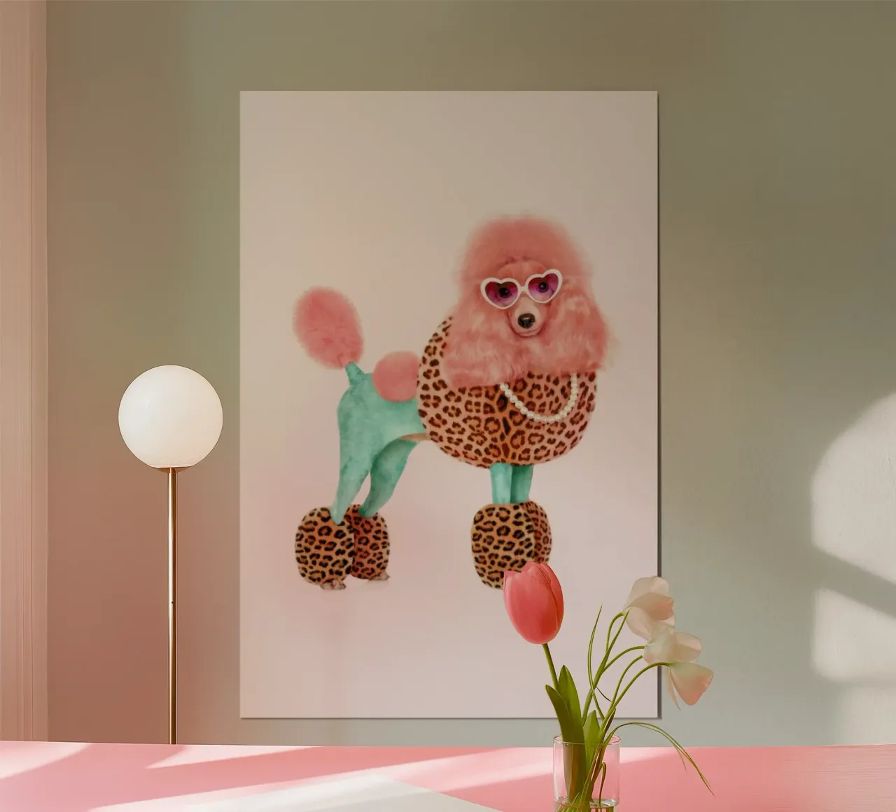 Funky Poodle poster con telaio in alluminio da Paul Fuentes Design