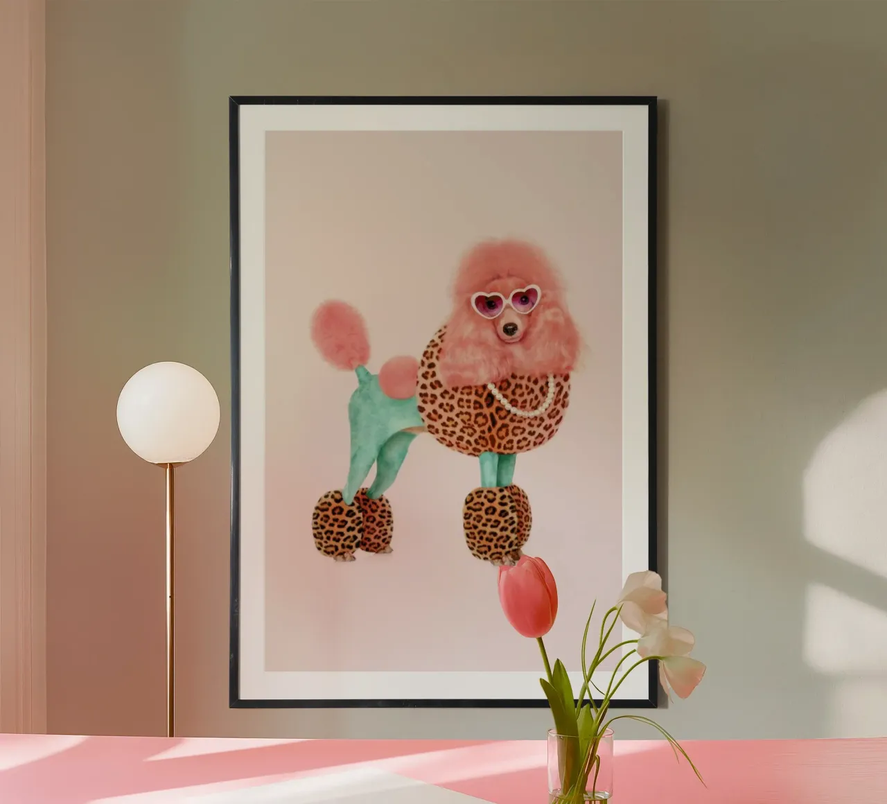 Funky Poodle poster con telaio in alluminio da Paul Fuentes Design